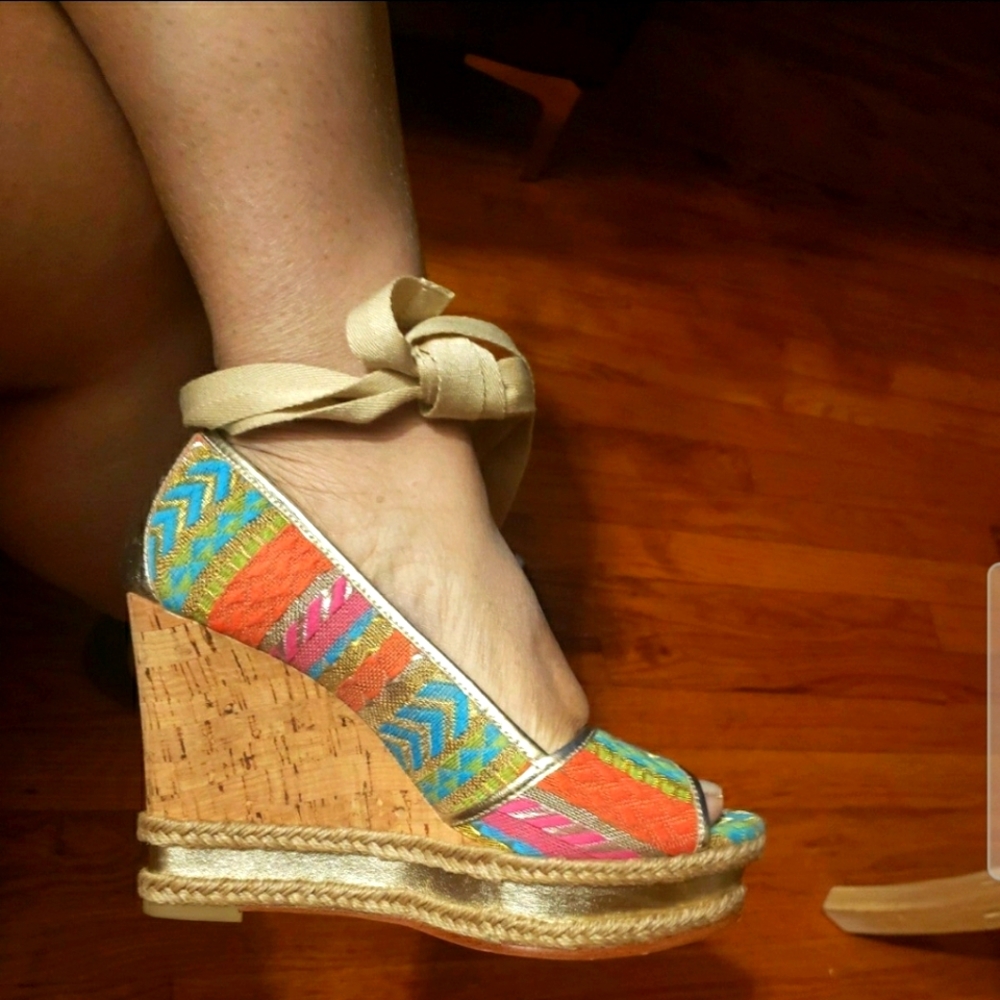 DONALD JUPITER MULTICOLOR LACE-UP WEDGE ESPADRILLE